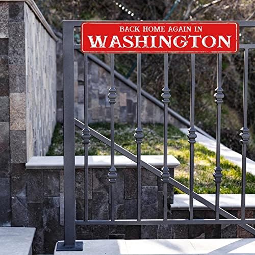 Rustik Metal İşareti Washington'da Tekrar Eve Dönün Sokak İşareti Washington Eyaleti Dekoru Washington Duvar Sanatı