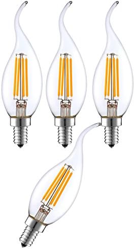 SleekLighting 3.5 Watt E12 LED Filament Şamdan Led Ampul, Kısılabilir (35W Akkor Değiştirme) Sıcak Beyaz 2700K Avize