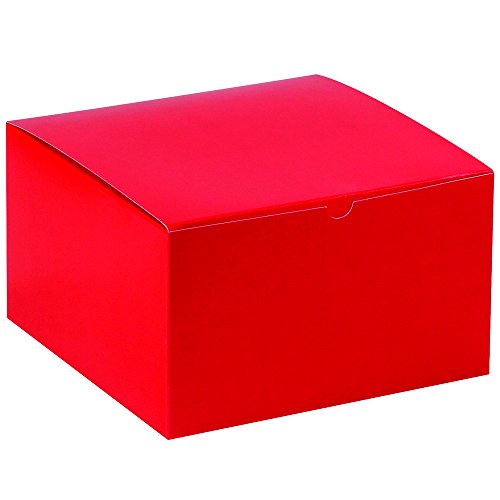 Aviditi Hediye Kutuları, 10 x 10 x 6, Tatil Kırmızısı (50'li Paket) Kolay Montajlı Kutular, Tatiller, Doğum Günleri