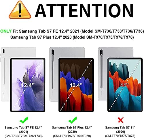 Kılıf Samsung Galaxy Tab için S8 Artı 2022 / S7 FE 2021 / S7 Artı 2020 12.4, 360 Derece Dönen Döner Eller Serbest