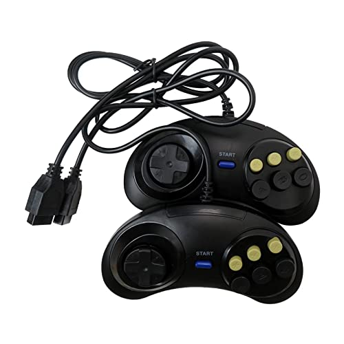 Outspot 2 adet Tam özellikli denetleyici 6 Düğme Oyun Denetleyicisi SEGA Genesis için Siyah SEGA Gensis için Oyun