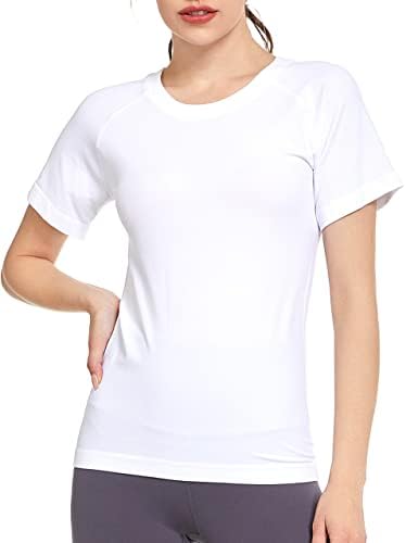 ANNVA ABD Slim Fit Egzersiz Gömlek Kadınlar için, Kuru Fit Nem Esneklik Atletik Üstleri Nefes ve Yumuşak Giyim T-Shirt