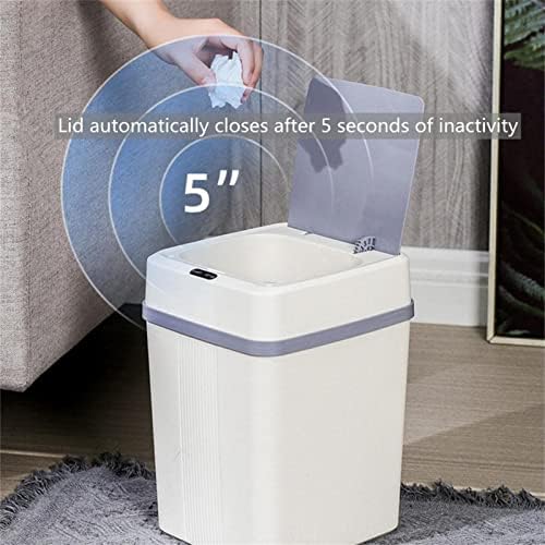 Akıllı Banyo çöp kutuları kapaklı, Fotoselli sensörlü çöp kovası Can 14 Litre/3.7 Galon Sessiz İnce Plastik çöp kutusu