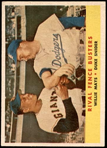 1958 Topps 436 Rakip Çit Avcıları Willie Mays / Duke Snider Los Angeles / San Francisco Dodgers / Devler (Beyzbol