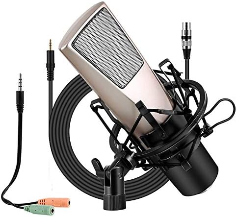 NIZYH Mikrofon Cep Telefonu Sesli Konferans Video Mikrofon Çapa Kayıt K Şarkı Kondenser Mikrofon Şok Dağı ile