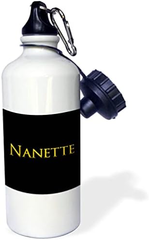 3dRose Nanette, ABD'de Kız Bebek Adını Tercih Etti. Siyah üzerine sarı. - Su Şişeleri (wb_356419_1)
