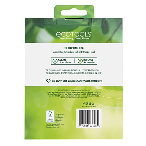 EcoTools Duş Bonesi, Pamuklu Astar, Saçı Kuru tutar, Tüm Kafa Ölçülerine ve Tüm Saç Dokularına Uyar, Çabuk Kuruyan