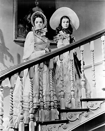 Rüzgar gibi geçti Olivia De Havilland Vivien Leigh Tara merdiveninde 5x7 fotoğraf