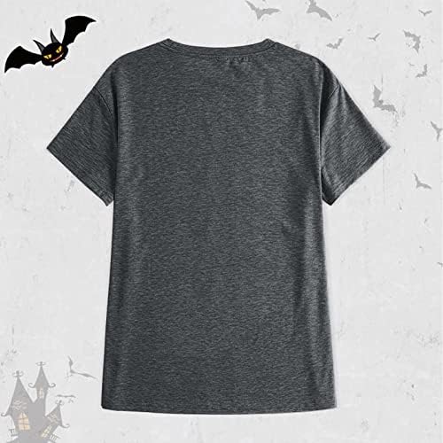 Bayan Sonbahar T Shirt Komik Kısa Kollu Cadılar Bayramı Grafik Tees Tops Mock Balıkçı Yaka Örgü Kadın