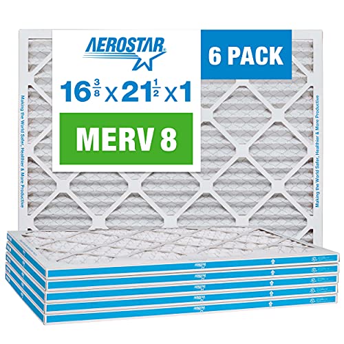 Aerostar 16 3 / 8x21 1/2x1 MERV 13 Pileli Hava Filtresi, AC Fırın Hava Filtresi ve 16 3/8x21 1/2x1 MERV 8 Pileli Hava