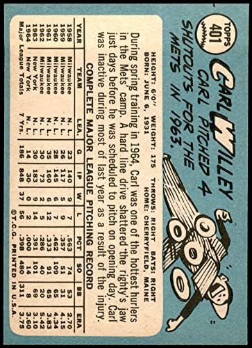 1965 Topps 401 Carlton Willey New York Mets (Beyzbol Kartı) NM Mets