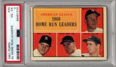 1961 Topps AL Home Run Liderler Kartı 44-PSA Dereceli 4 VG-EX (Roger Maris / Mickey Mantle) - Beyzbol Slabbed Çaylak