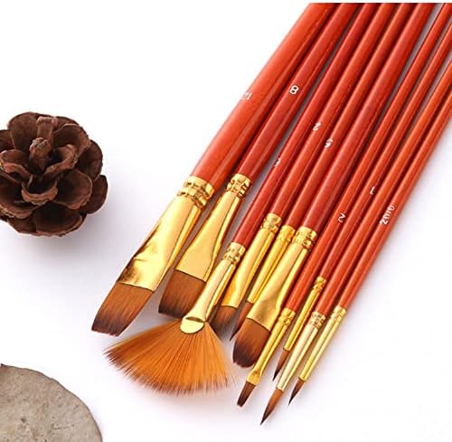 YFQHDD 10 Naylon Saç Boyalı Su Renk Kalem Kısa Çubuk Yağ Akrilik Boya Fırçası Profesyonel Sanat Çizim Aracı Malzemeleri