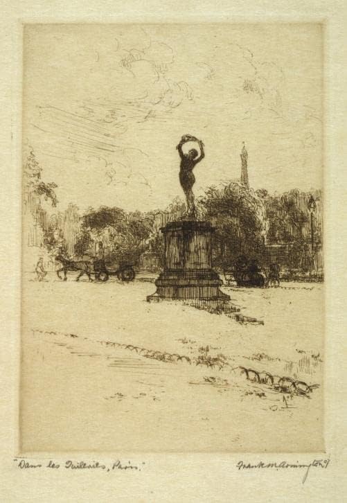 Tarihselfindings Fotoğraf: Dans les Tuilleries, Paris, Fransa, Jardin des Tuilleries, 1907, Frank Armington