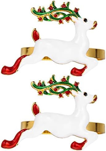 ISMARLAMA 2 adet Noel Peçete Halkaları Geyik Peçete Halkası Tutucu Zarif Metal Ren Geyiği Elk Peçete Toka Noel Tatili