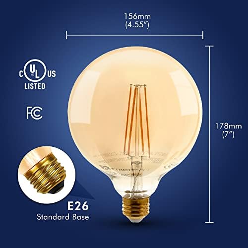 Xtricity kısılabilir LED filaman G40 Vintage LED ampul Edison tarzı, 5W (60W eşdeğeri), E26 orta taban vidası, Dekorasyon