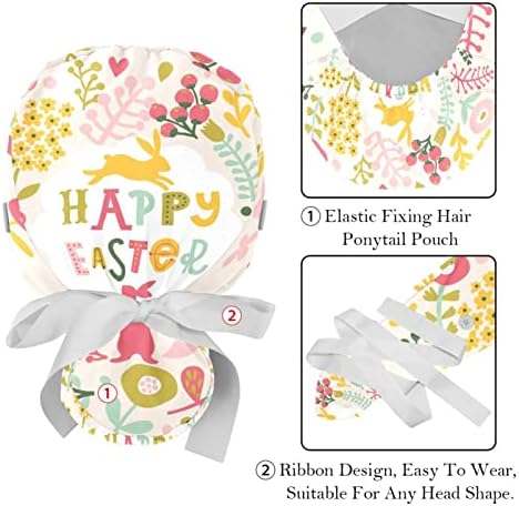RODAILYCAY 2 Paket Paskalya Çiçek çalışma kapağı Düğme ve Ter Bandı, Ayarlanabilir kurdele At Kuyruğu Şapka Kadınlar
