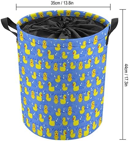 Kauçuk Sarı Ördekler çamaşır sepetleri Kolları ile Su Geçirmez Katlanabilir İpli Yuvarlak Giysi Sepetleri Depolama