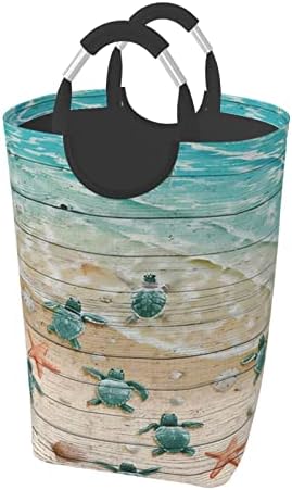 Deniz Kaplumbağası Denizyıldızı Kirli Giysiler Paketi, Katlanabilir, Saplı, Banyo Dolabı İçin Uygun Ev Depolama