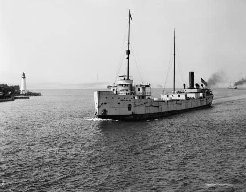Tarihselfindings Fotoğraf: SS Delaware, Gratiot Deniz Feneri, Yük Gemisi, Kargo Gemileri, Port Huron, Michigan, c1900