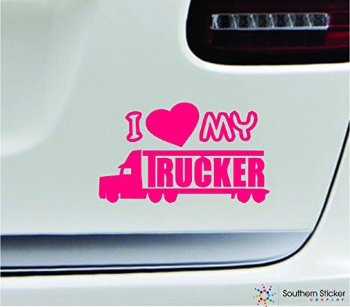 I Heart My Trucker 3.9x6. 6 Pembe Kamyon Araç Sembolü Aşk Mizah Amerika Birleşik Devletleri Renkli Etiket Devlet Çıkartması