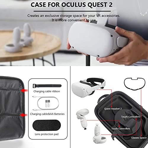 Esımen Moda Seyahat Çantası Oculus Quest 2, Görev 1, Elite Kayış Kavrama Bağlantı Kablosu Aksesuarları Taşıma Çantası