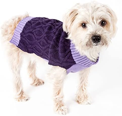 Pet Life ® Oval Dokuma Moda Evcil Hayvan Süveteri-Kaplumbağa Boyunlu Tasarımcı Ağır Kablo Örme Köpek Süveteri-Sıcak