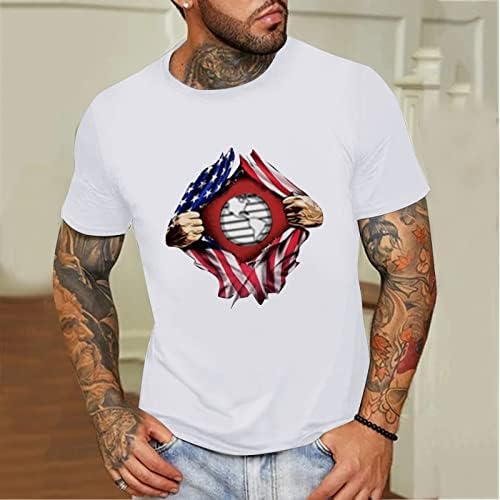 HDDK erkek Vatansever kısa kollu tişörtler, Yaz Amerikan Bayrağı Baskı Crewneck Casual Gevşek Moda Temel Tee Tops