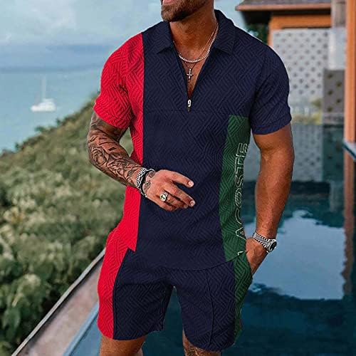Bmısegm Yaz Erkek T Shirt Erkek Kısa Kollu Rahat Gömlek ve Şort Setleri Iki Parçalı yaz kıyafetleri Zip Erkek Pantolon