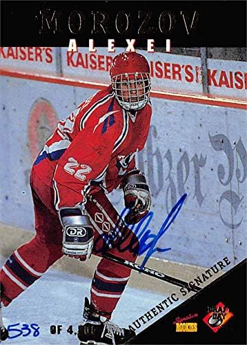 İmza Deposu 621157 Alexei Morozov İmzalı Hokey Kartı - Krylja Sovetov, Pittsburgh Penguins 1995 İmza Çaylakları Taslak