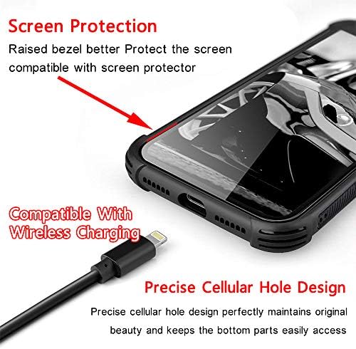 ıphone SE 2020 Kılıf, iPhone 8 Kılıf Siyah Beyaz Amerikan Bayrağı iPhone 7 Kılıfları, temperli Cam Arka + Yumuşak