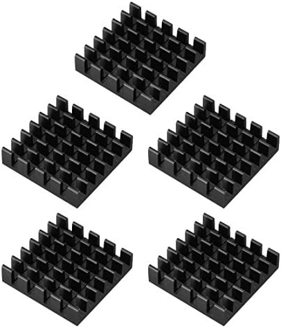 uxcell Alüminyum Soğutucu Soğutucu devre Soğutma Fin Siyah 19mm x 19mm x 5mm için 5 Adet Led Yarı İletken Entegre