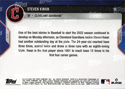 2022 Topps Şimdi Beyzbol 33 Steven Kwan Çaylak Kartı Koruyucuları
