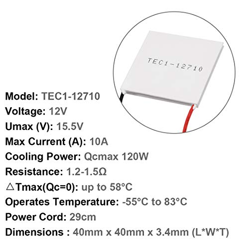 uxcell TEC1-12710 termoelektrik soğutucu ısı emici soğutma Peltier 12 Volt 120 Watt