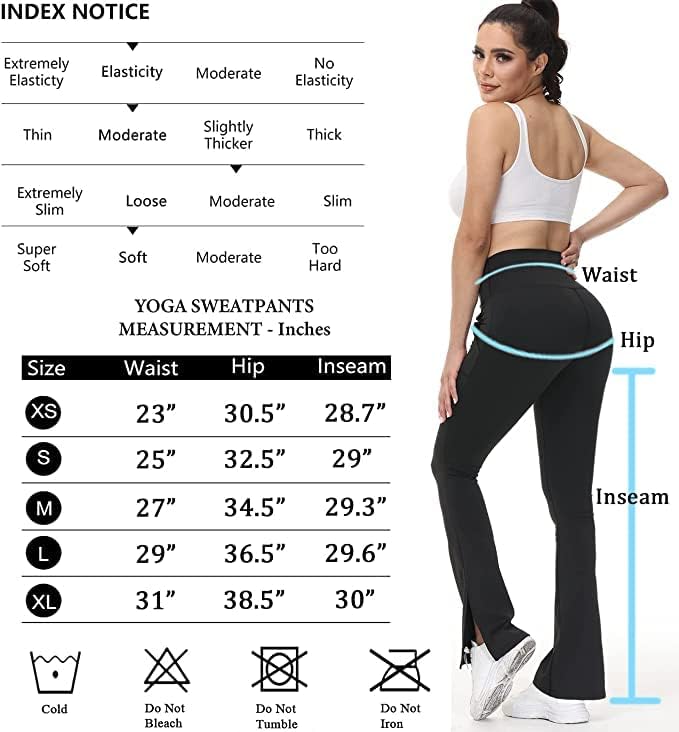 BANKBO Bayan Yüksek Bel Flare Yoga Tayt Crossover Bootcut Siyah egzersiz pantolonları,Cepli, Yarık Hem