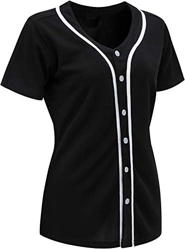 oldtimetown Bayan Düğme Aşağı Beyzbol Forması, Boş Softbol Takımı Üniforma, Hip Hop Hipster Kısa Kollu Aktif Gömlek