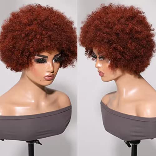 UNİCE Kırmızımsı Kahverengi Aşınma ve Gitmek Peruk Yok Dantel ön peruk insan saçı 4C Afro Kinky Kıvırcık Bob Peruk