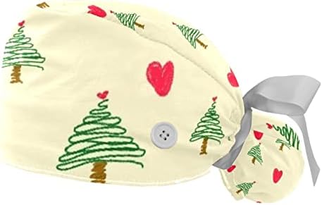 2 ADET Kabarık Kap Düğmesi At Kuyruğu Kılıfı Pamuk Çalışma Şapka Ter Bandı Ayarlanabilir Cerrahi Kapaklar Noel Kalp