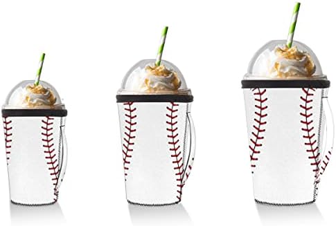 Beyzbol Yeniden Kullanılabilir Buzlu Kahve Fincanı Kılıfı, Soğuk İçecekler için Saplı Beyzbol Doku İzolatör Kılıfları