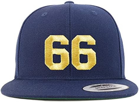 Trendy Giyim Mağazası Numarası 66 Altın İplik Düz Fatura Snapback Beyzbol Şapkası