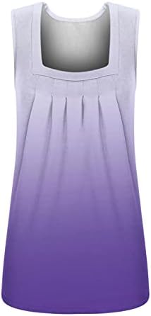 Tankı Üstleri Kadınlar için 2023 Şık Yelek Gömlek Ombre Batik Kaşkorse Kolsuz Tees Kare Boyun Pilili Tunik Bluzlar