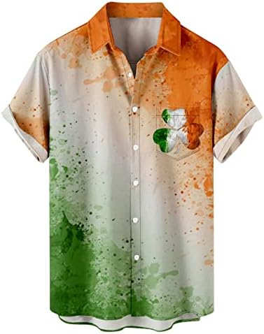 Xiloccer St Patrick Günü Erkek Spor Gömlek Düğme Gömlek Elbise Serin Tişörtü Erkekler için Renk T Shirt erkek Egzersiz