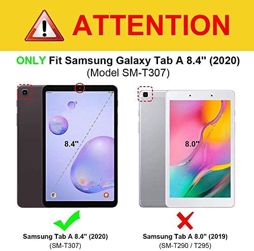 TPACC Kılıf Samsung Galaxy Tab için Bir 8.4 2020 Model SM-T307, ince Koruyucu Kılıf PU Deri Katlanır Standı Çok Açılı