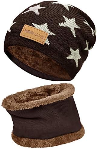 Bere Şapka Eşarp Erkekler ve Kadınlar için, 2 Adet Kış Bere Şapka Eşarp Seti Sıcak Örgü Şapka Kalın Örgü Kafatası