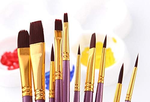 10 adet Set Profesyonel Uzun Saplı Sanatçı Boya Fırçaları Akrilik Boya Fırçası Yağlar, Suluboya, Guaj, Yüz Boyama