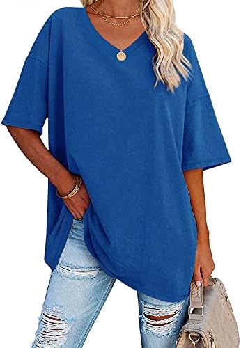 Bayan Kısa Kollu TopsBasic Katı Rahat Gevşek Gömlek moda T - Shirt Yuvarlak Boyun Kısa Kollu Bluz Üst