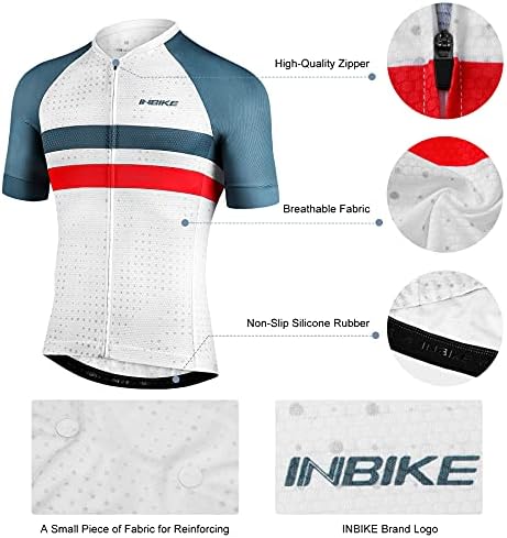 INBIKE Erkek Bisiklet Jersey 3 Arka Cepler Nem Esneklik Kısa Kollu Hızlı Kuru Yansıtıcı Gömlek