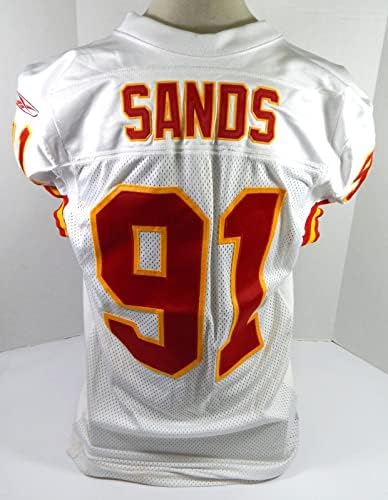 2001 Kansas City Chiefs Terdell Sands 91 Oyunu Verilen Beyaz Forma 48 DP35371-İmzasız NFL Oyunu Kullanılmış Formalar
