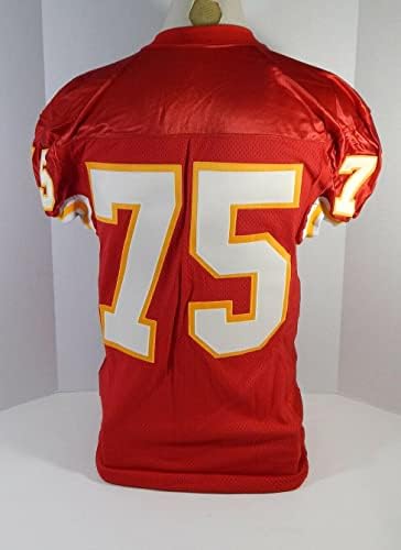 1994 Kansas City Chiefs 75 Oyunu Yayınlandı Kırmızı Forma 75. Yama DP17446-İmzasız NFL Oyunu Kullanılmış Formalar