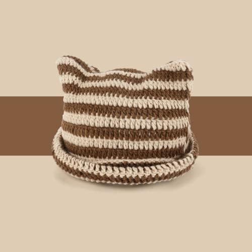 GOTodhchaı tığ işi şapkalar Kadınlar için, Örme Şapka Kedi Bere Vintage Bere, Örme Kedi Kulak Şapka Kadın Kış Sıcak